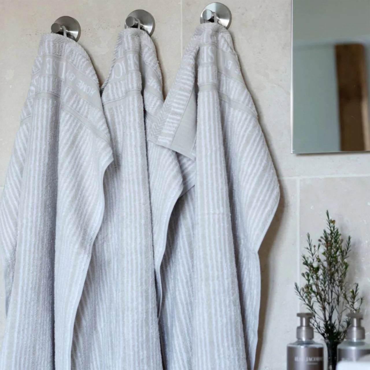 Handtücher 2 Stück 40×60 cm – Sand/Beige gestreift